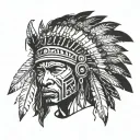 African Warrior With Native American headress tattoo design idea