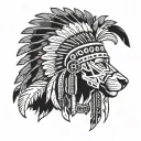 African Warrior With Native American headress tattoo design idea