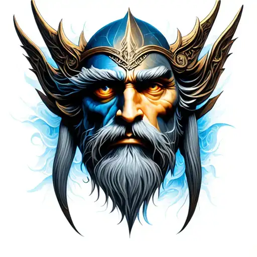 face of Odin, only 1 eye on the face tattoo design idea