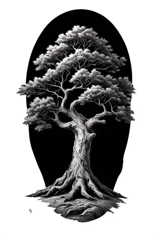 live oak tree tattoo design idea