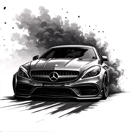 benz amg car drifting tattoo design idea