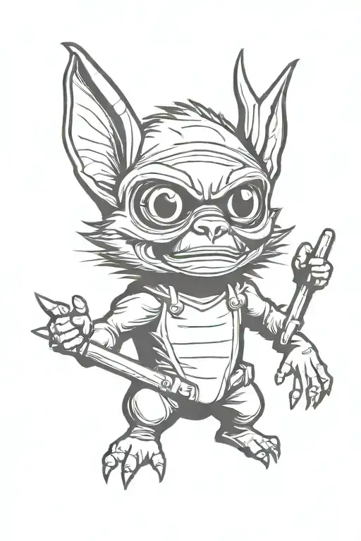 gremlin with ski mask tattoo design idea