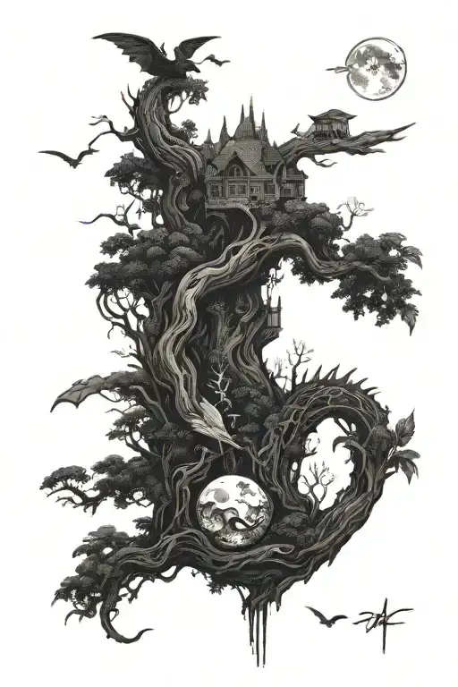 eyeball,,dragon coil,roses,big tree of life,waterfall,moon,whale,nasty,crow, snakes,earth,mushrooms,marijuana leaf tattoo design idea