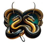 duas cobras brigando, simbolizando o tony country tattoo design idea