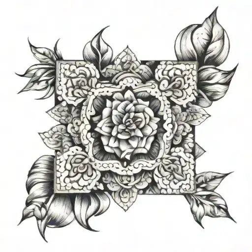 quilt block tattoo design idea