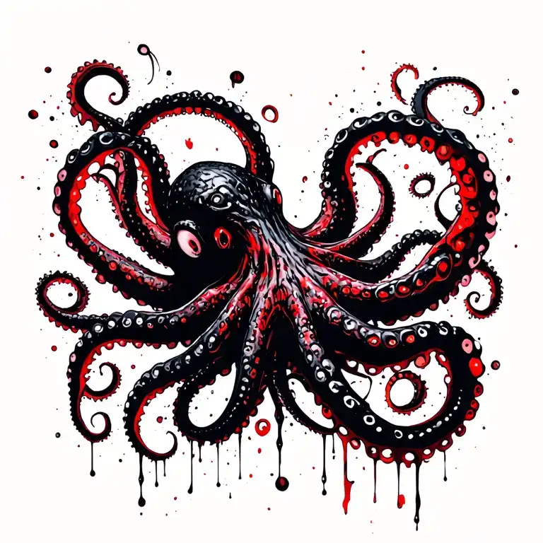 eldritch octopus rising tentacles tattoo design idea