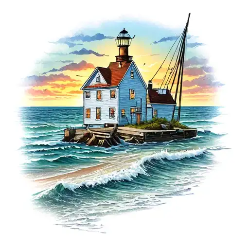cape cod sea shore tattoo design idea