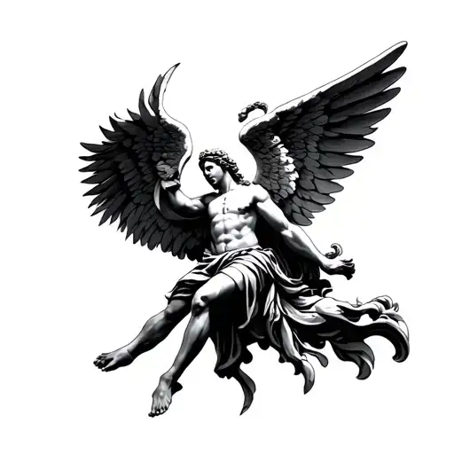 st michael angel falling tattoo design idea