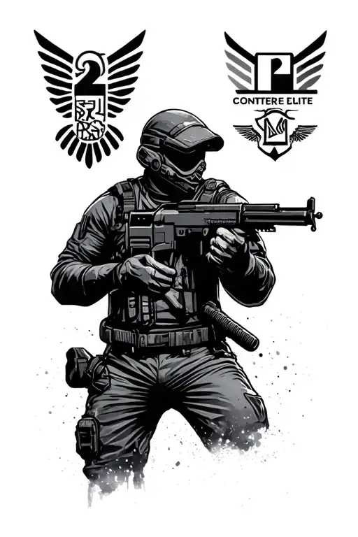 Counter Strike 2 Office Pin with Global Elite rank tattoo design idea