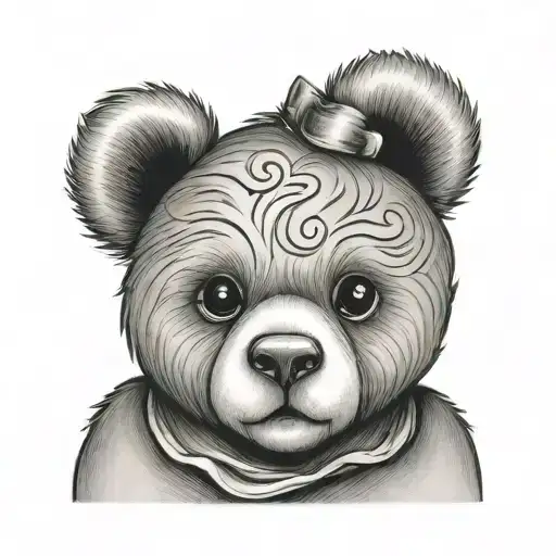 teddy bear head tattoo design idea