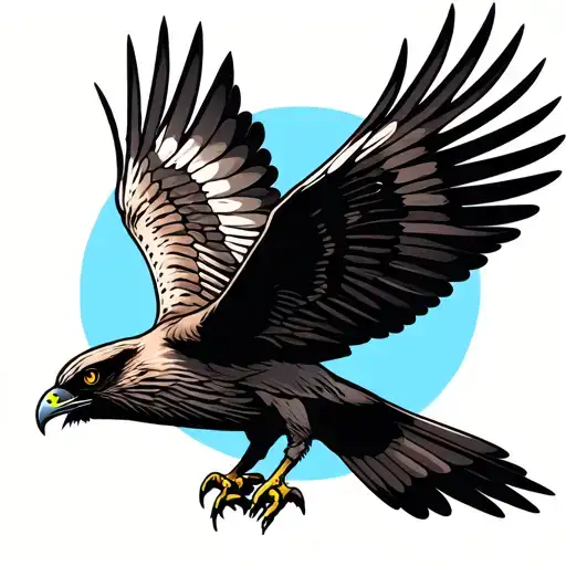 bold nighthawk bird flying tattoo design idea