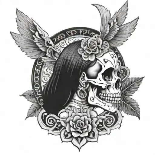 skull, annunaki, gothic girl faraos tattoo design idea
