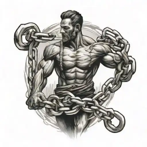 man breaking chain for freedom  tattoo design idea