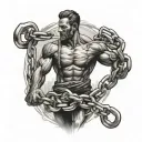 man breaking chain for freedom  tattoo design idea