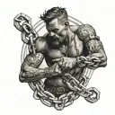 man breaking chain for freedom  tattoo design idea