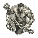 man breaking chain for freedom  tattoo design idea
