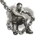 man breaking chain for freedom  tattoo design idea