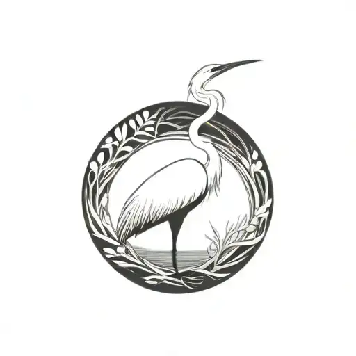Coverup egret tattoo design idea