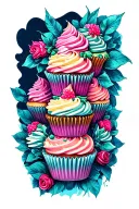 cupcake tower tattoo design idea