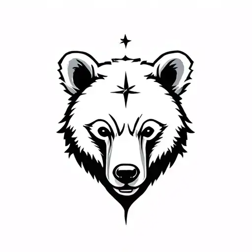 bear cub and north star tattoo design idea