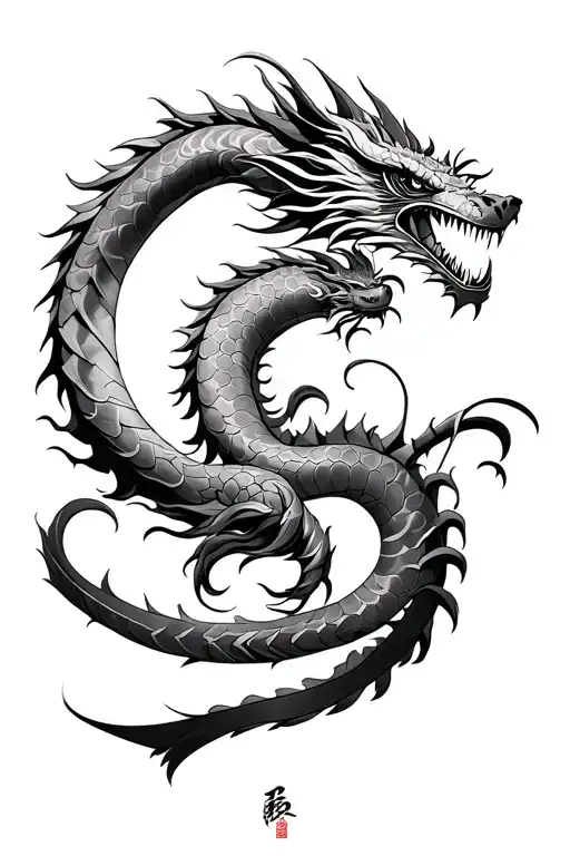 Katana and Dragon tattoo design idea