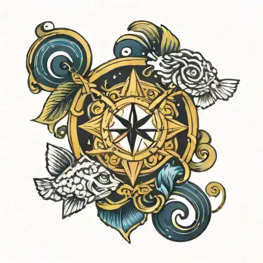 Combination of zodiac symbols for leo, pisces and libra tattoo design idea