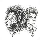 Michael Jackson face portrait with a King Of The Jungle Lion and a portrait of Kiernan "AKA" Forbes tattoo design idea