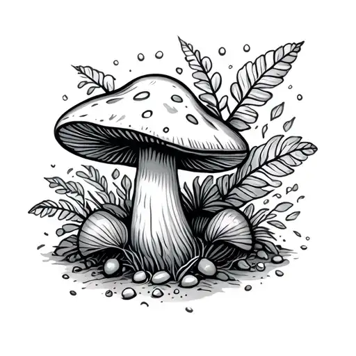 cute mushroom with a cooking and gardening elements tattoo design idea