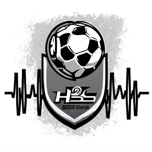 HBS (Hapoel Beer Sheva) soccer team logo combined with heart beat waves on its sides. tattoo design idea