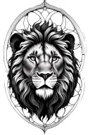 lion rose window tattoo design idea
