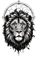 lion rose window tattoo design idea