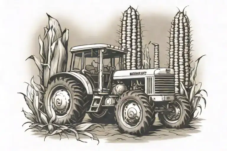 Indiana, corn, tractor, caves tattoo design idea