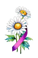daisy flower with domestic violence ribbon tattoo design idea