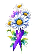 daisy flower with domestic violence ribbon tattoo design idea