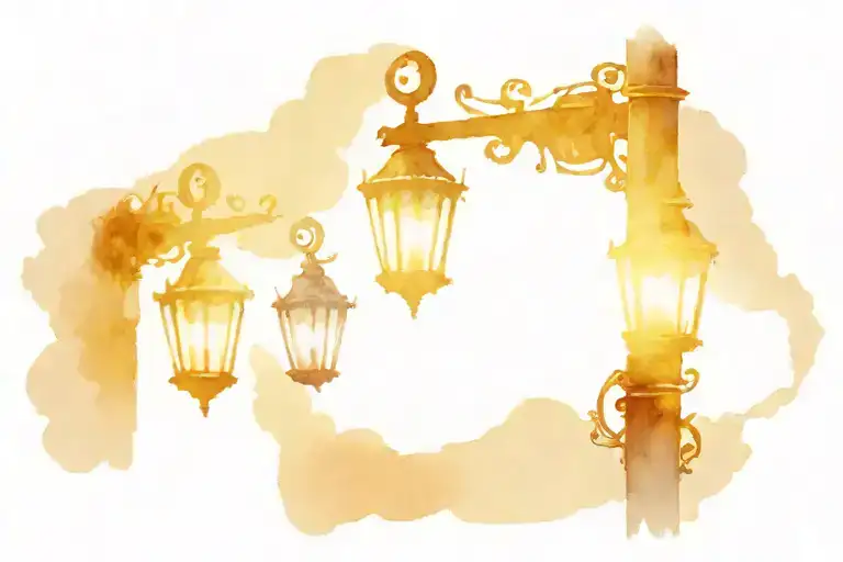 lamp posts behind an ear tattoo design idea