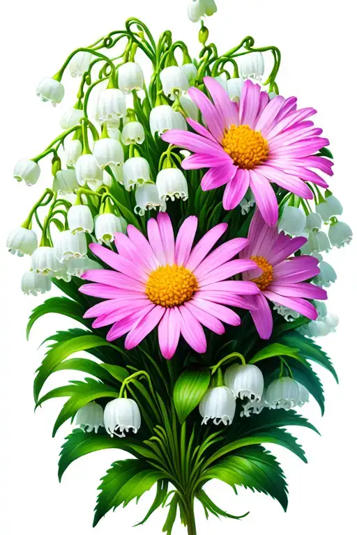 aster lily of the valley and daisy chain tattoo design idea