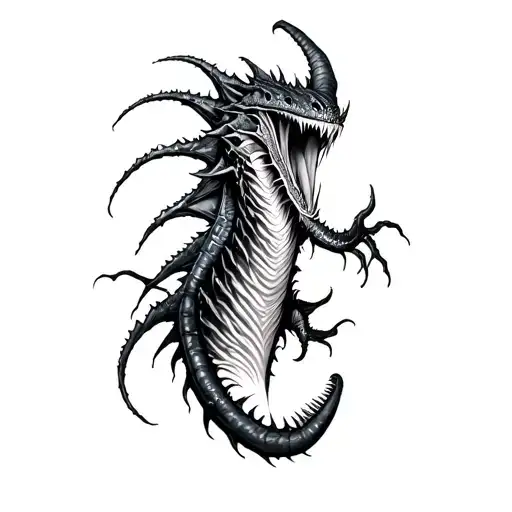 aggresive sea monster tattoo design idea