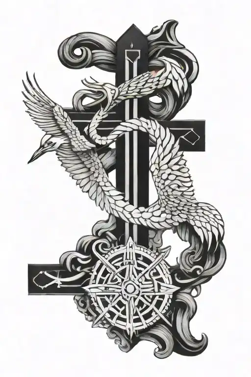 croix et crane tattoo design idea