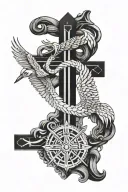 croix et crane tattoo design idea