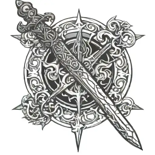 Berserk stigma symbol and sword tattoo design idea