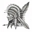 native american headress with arrows pointing tattoo design idea