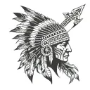 native american headress with arrows pointing tattoo design idea