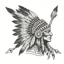 native american headress with arrows pointing tattoo design idea