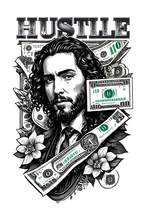 Hustle & money tattoo design idea