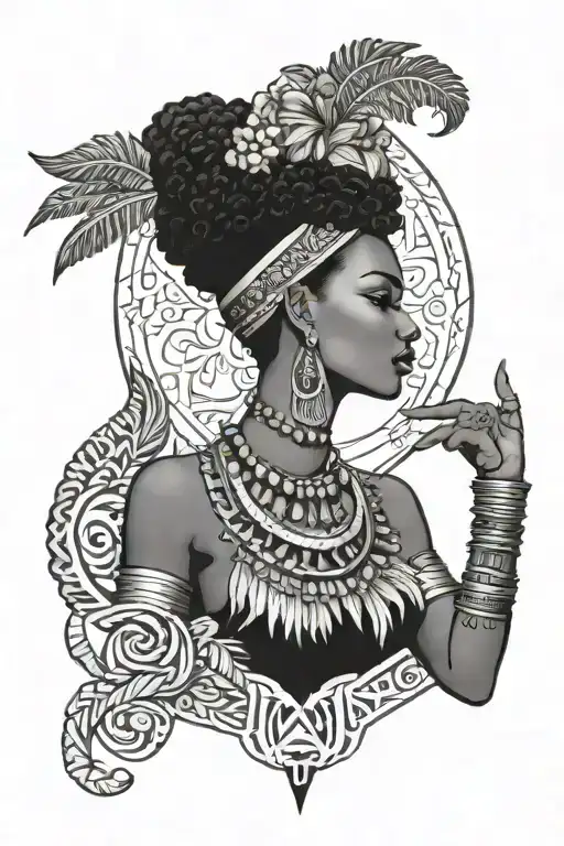 afro egyptian bohemian tattoo design idea