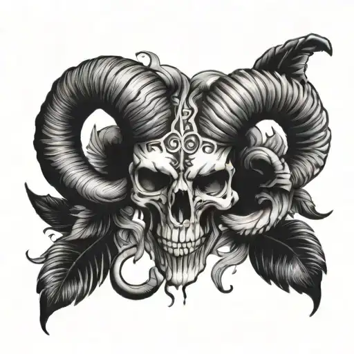 aries skull tattoo design idea