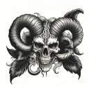 aries skull tattoo design idea