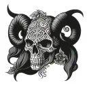 aries skull tattoo design idea