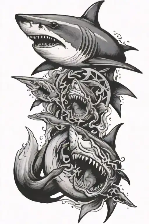 shark mafia tattoo design idea