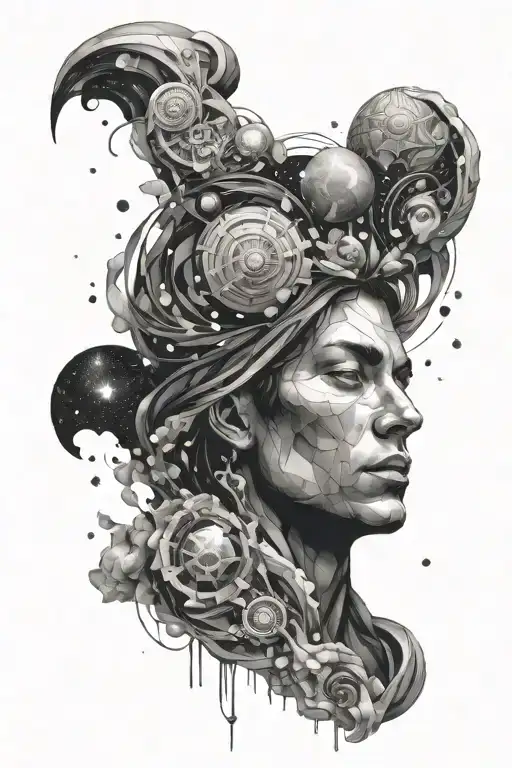 about the idea that man is made of stardust form the distant cosmos. make it abstract tattoo design idea